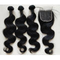 Cheap Sew In Brazilian Body Wave Human Hair Bundles and Frontals, Virgin 9A India Hair Wavy Black Hair Extensions